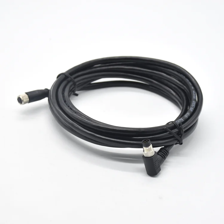 Industrial automation 8 pin angled male to straight female shielded plug waterproof connector M8 cable