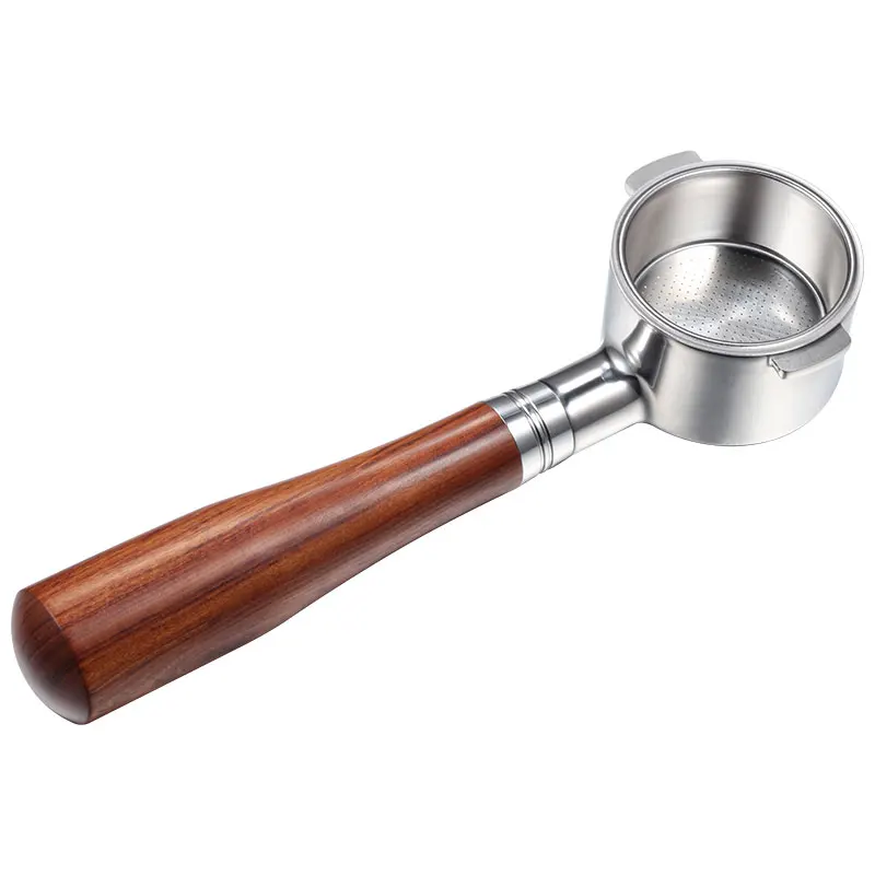 Stainless Steel Portafilter Wooden Handle 51mm 2 Ears Bottomless Portafilter Fits Delonghi Ecp3420 Ec155 Bco430 Ec260