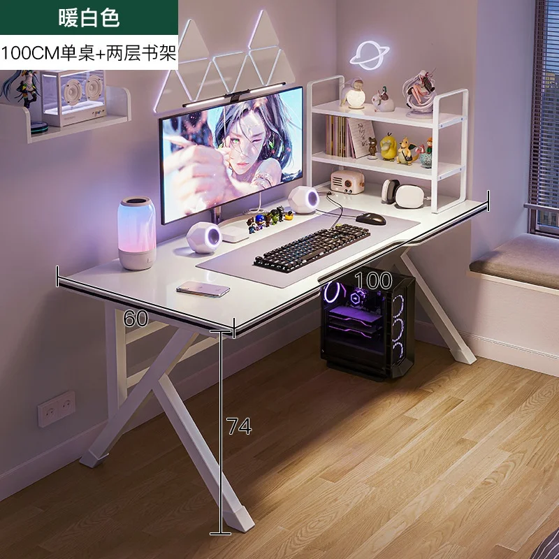 2024 YOUTAI hot cheap modern simple gaming table and chair set with shelf for home computer gaming desk standing room decoration