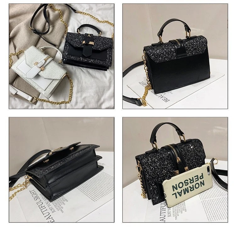 GS292 новая однотонная маленькая квадратная сумка из искусственной кожи с блестками в стиле ретро 2021 Портативные модные сумки-мессенджеры на одно плечо