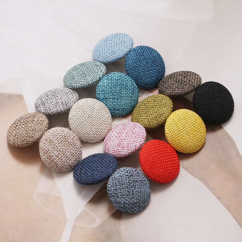 Cloth Covered Button Sewing Metal Round Shank Buttons For Dress Shirt Small Suit Coat Cloth Decoration