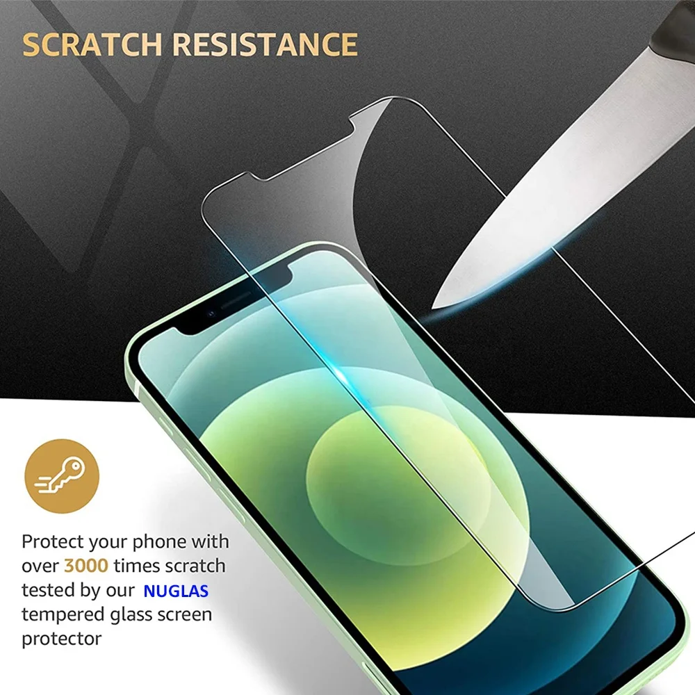 
For iPhone 12 screen protector, Nuglas premium tempered glass film for iPhone 12 screen protector 