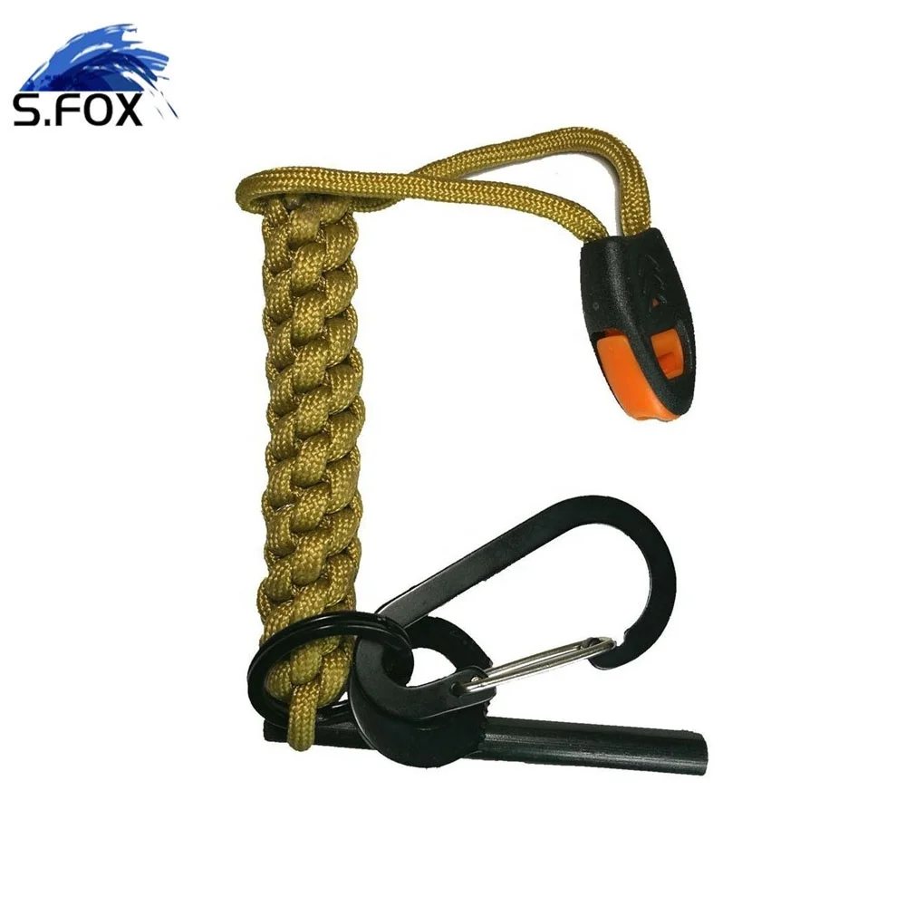 1/2x5 inch fire starter flint emergency ferrocerium survival tool fire starter with weave parachute cord