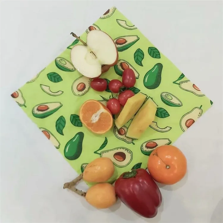  Лучшие продажи устойчивое из экологически чистых продуктов ноль отходов 100% хлопкового текстиля с мультяшным рисунком пчелиного воска пищевая