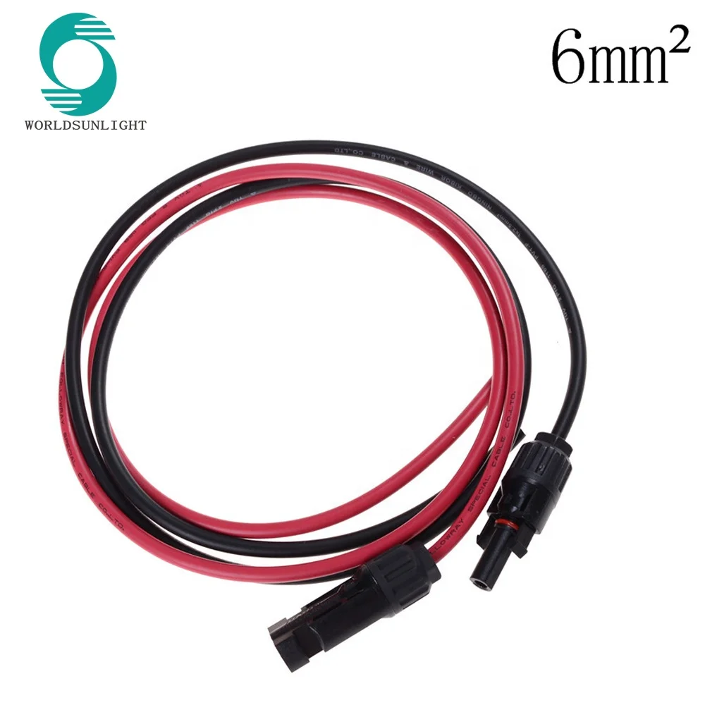 Solar PV Cable 12 AWG 4mm2 with solar connector Tinned-Copper Conductor TUV approved XLPE insulation solar cable wire