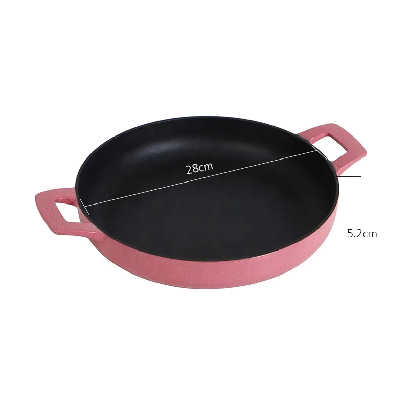 Magenta Durable Cast Iron Server Pan Enameled Cast Iron Deep Fry Pan