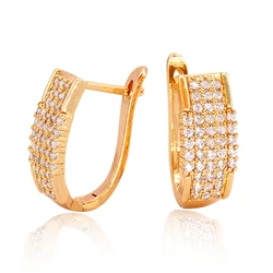 Fashion Jewelry  Brass Bridal English Lock Pakistan Indian Micro Pave Women Zirconia Huggie Hoop Party Earrings