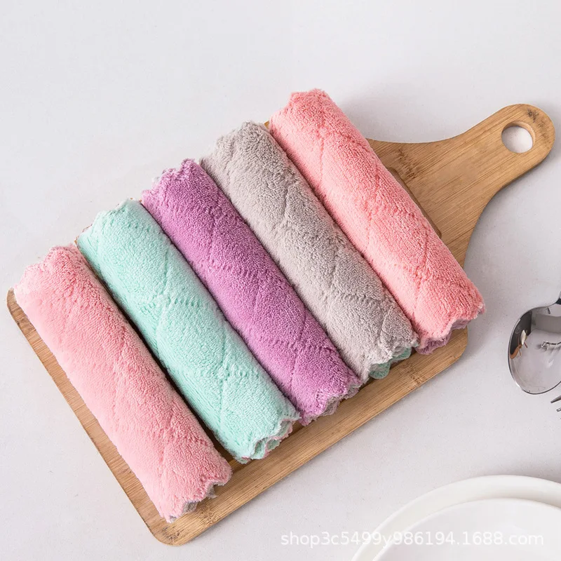 Tea Towel Microfiber Cleaning Cloth Lint Free Cleaning Dish Towels for House Kitchen Car Glass Window Microfiber Towel