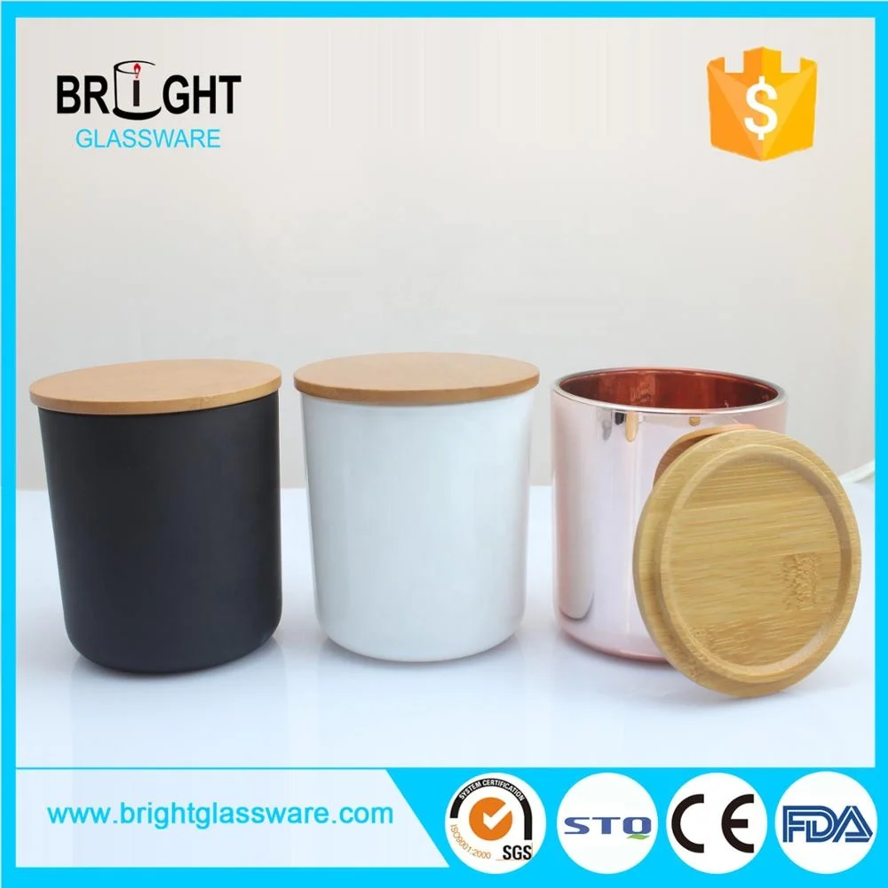 New products glass tumbler jar electroplating rose gold oxford candle holder with lid