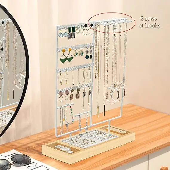 Necklace Holder Acrylic Jewelry Organizer  Rotation Clear Necklaces Pendant Display Case Stand