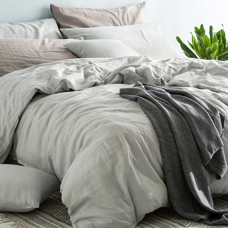 Fitted Bedsheet And Pillowcase Set Manufacture Best Selling Items Stone Washed Linen Bedsheets With Comforter