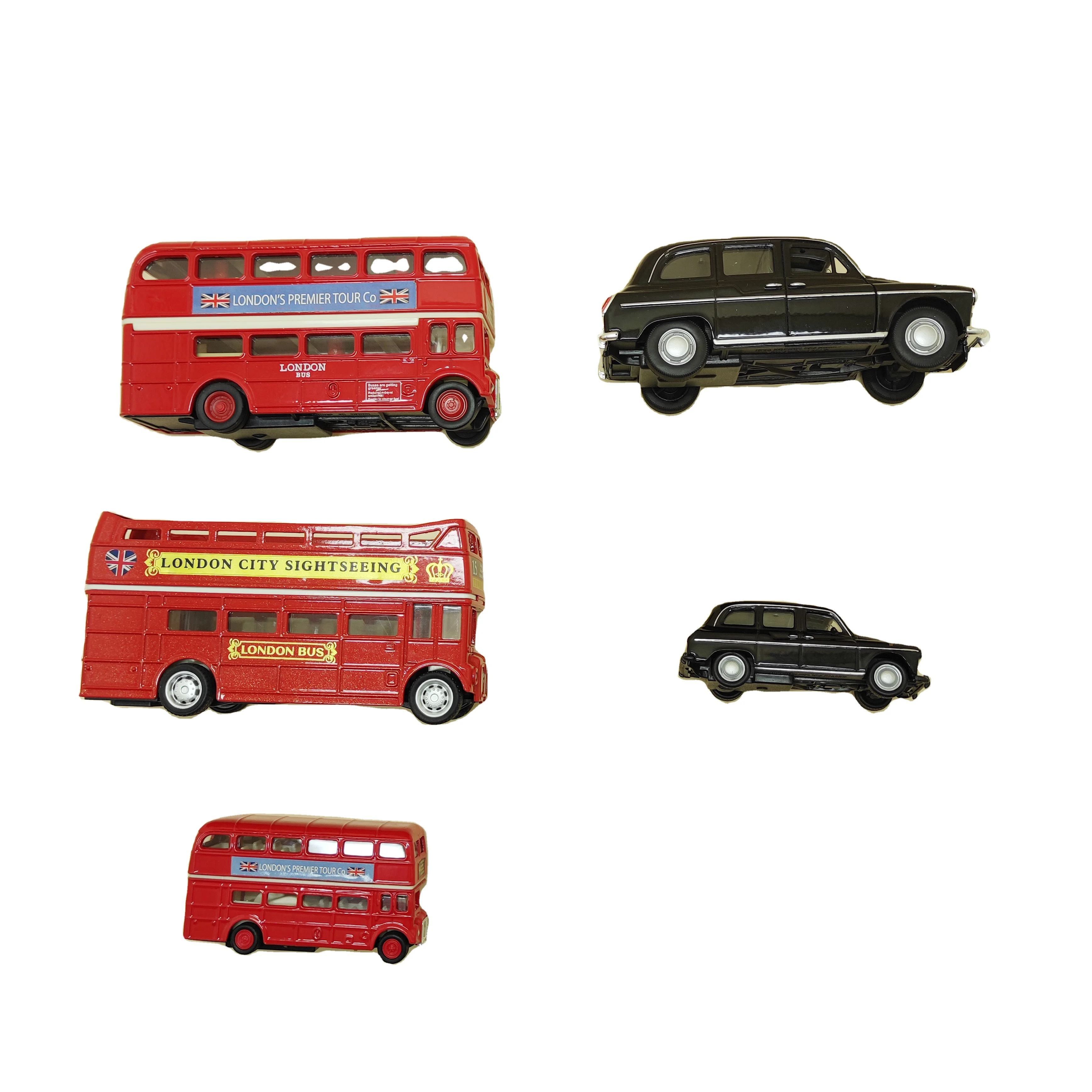 Customized Logo Souvenirs Set Alloy Friction Diecast Toy Vehicles London Bus Taxi Open Door Back Toy Car Model For Kids
