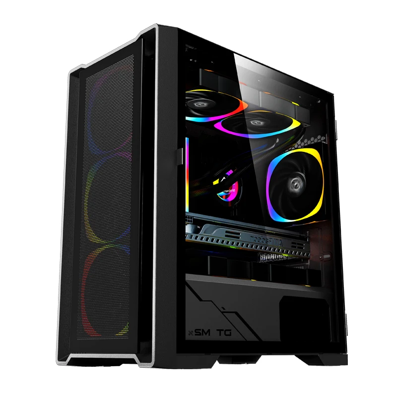 SNOWMAN Factory OEM black MATX Computer Case with RGB fan ATX Aluminum PC Gaming Case Best Vertical Computer Casing for gamer