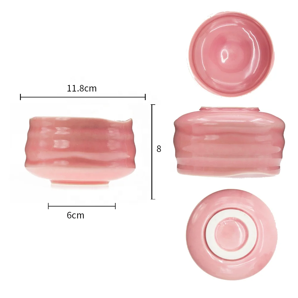 Colorful Pink Matcha Green Tea Gift Set Bowl Colorful Ceramic Pottery Matcha Bowl Set Chawan Chasen Kit