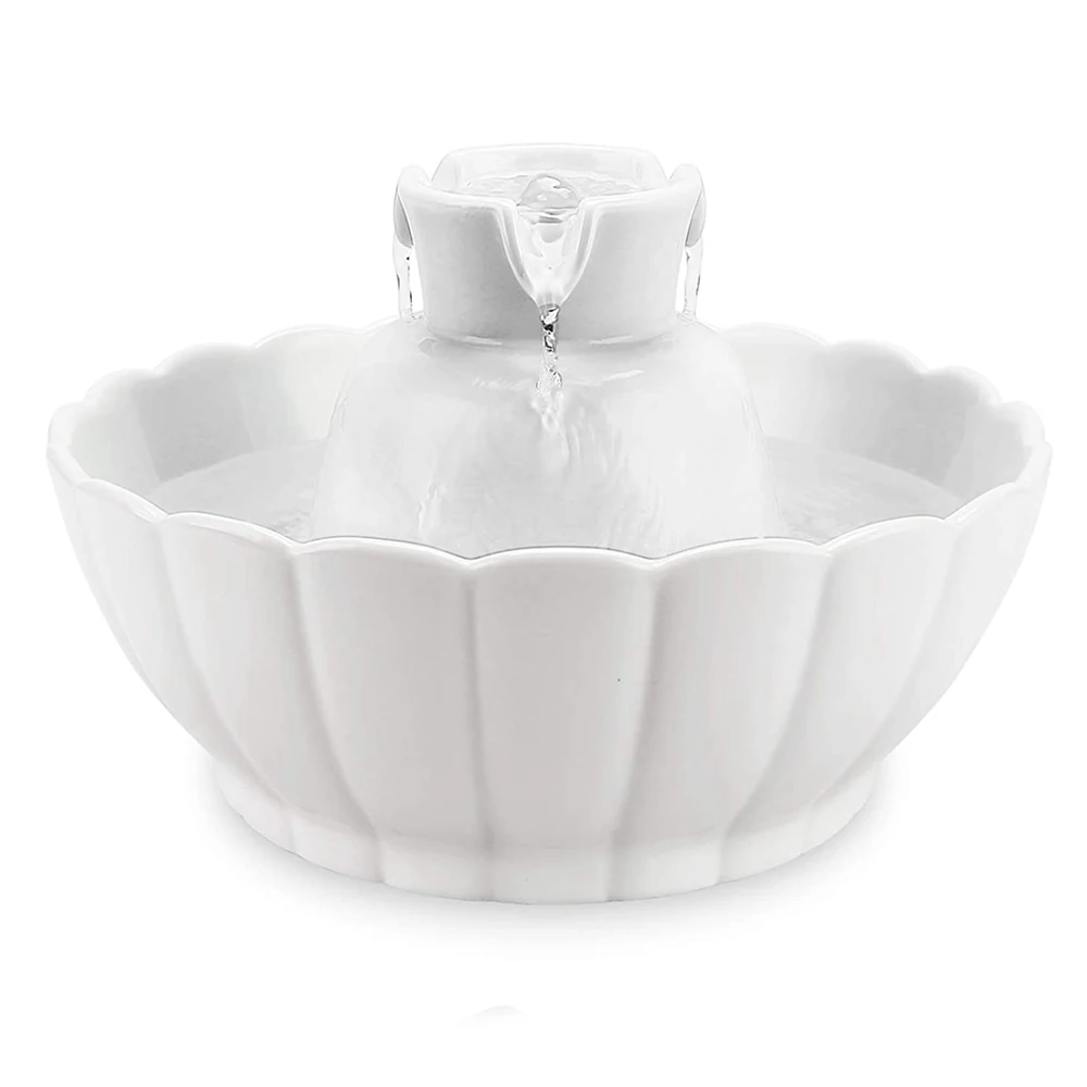 
Ultra Quiet, Ceramic Pet Cat Drinking Fountain for Cats and Dogs Pet Water Dispenser with Replacement Filters and Foam 