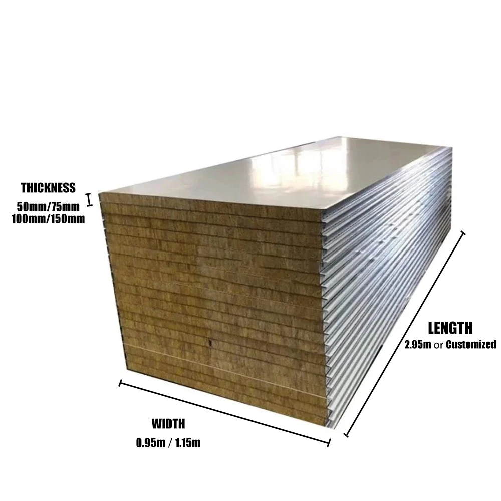 Manufacturer Supplier Wall & Roof Plates Rock Wool/XPS/EPS Heat Materials Rock Wool Steel Sandwich Board