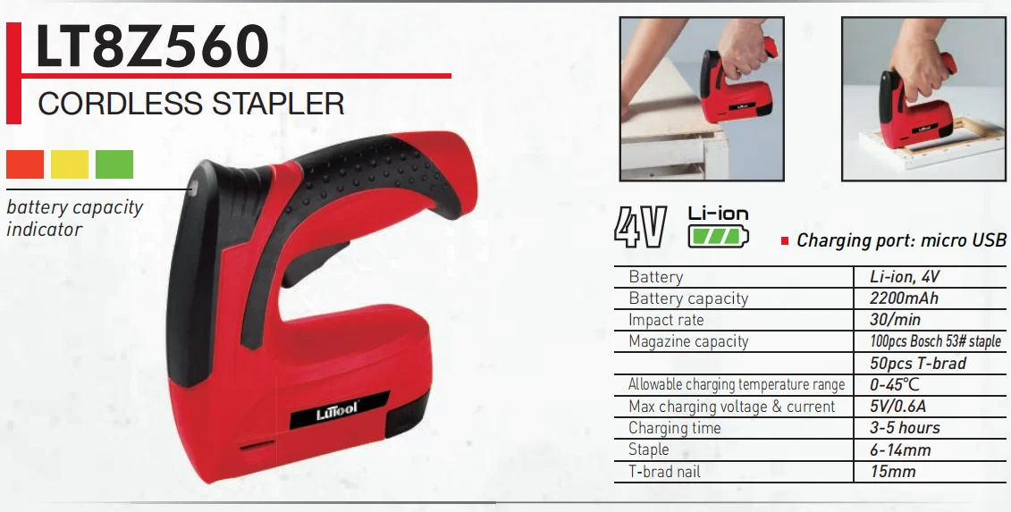 Беспроводной электрический степлер LUTOOL M1 LT8Z560, 4 в, для самостоятельной сборки ногтей, Аккумуляторный USB-степлер с зарядкой