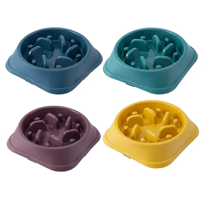 Household Round PP Luxury Pet Slow Feeder Dog Feed Food Bowl Custom Portable Dog  Bowls Slow Feeders