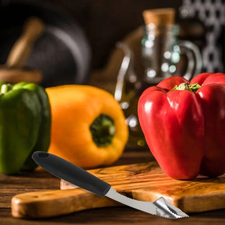 Gloway Plastic Handle Stainless Steel Easily Seed Remover Serrated Edge Slice Off Vegetables Top Kitchen Tool Chili Pepper Corer