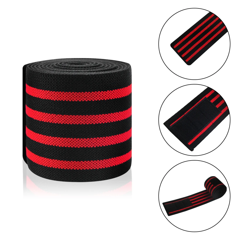 Gym Workout Weightlifting Compression & Elastic Support Knee Wraps for Cross Training