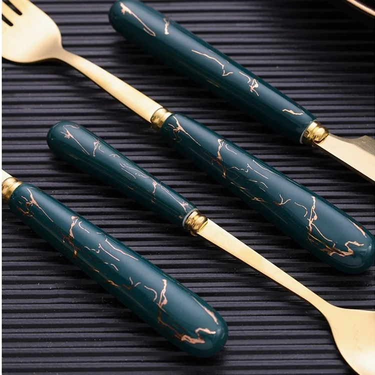 4-Piece Cutlery Set Mirror Polished Stainless Steel Cutlery With Ceramic Handles Cutlery Set