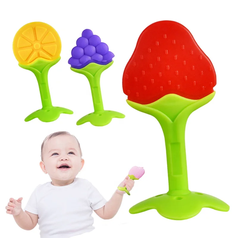BPA free baby teether silicone rubber fruit teether toys funny baby teething toys