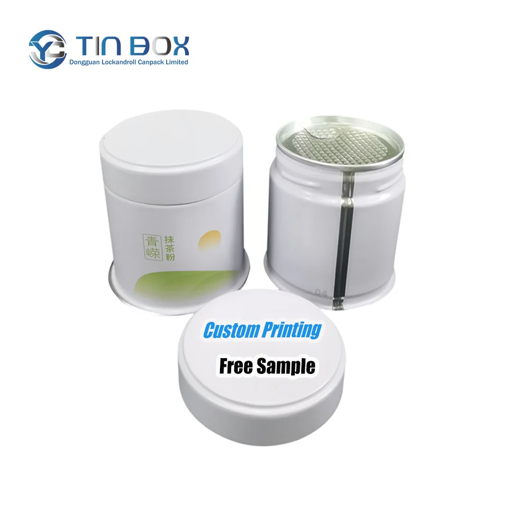 Matcha Tins Air Tight Chrome Round Tea Tin Can Double Lid Tea Canister Small Tin Packaging For Matcha Powder