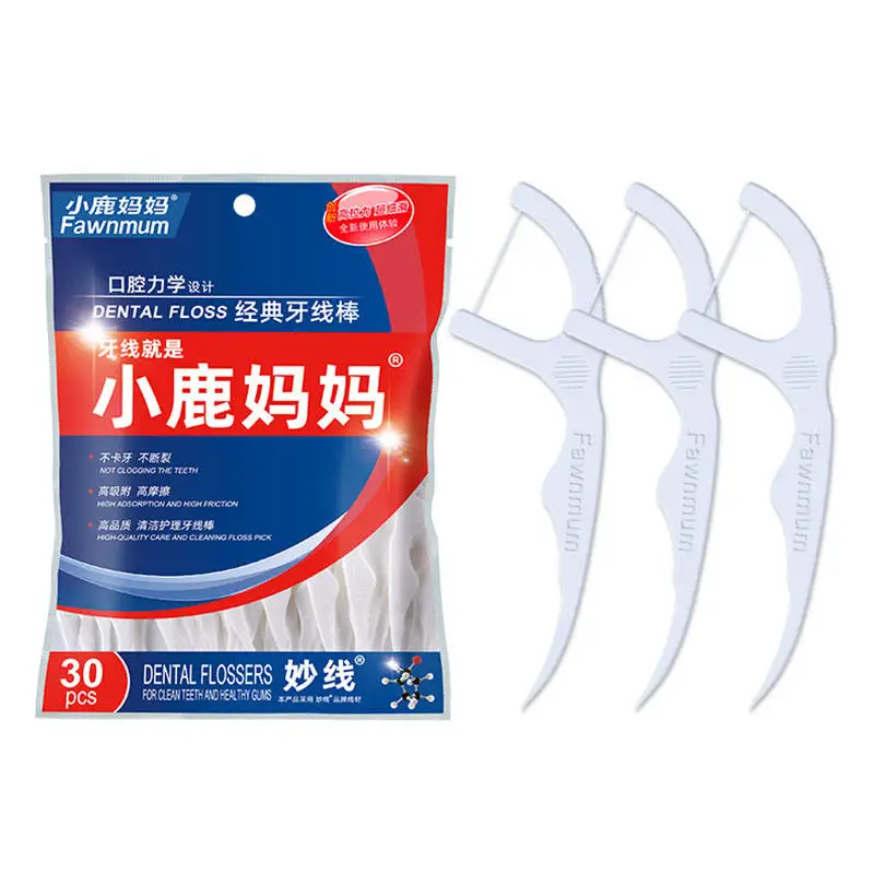 Hot Selling Portable Bamboo Dental Flossers Double Teeth Cleaning Cass Oral Care Gap Brush Floss Picks for Kids