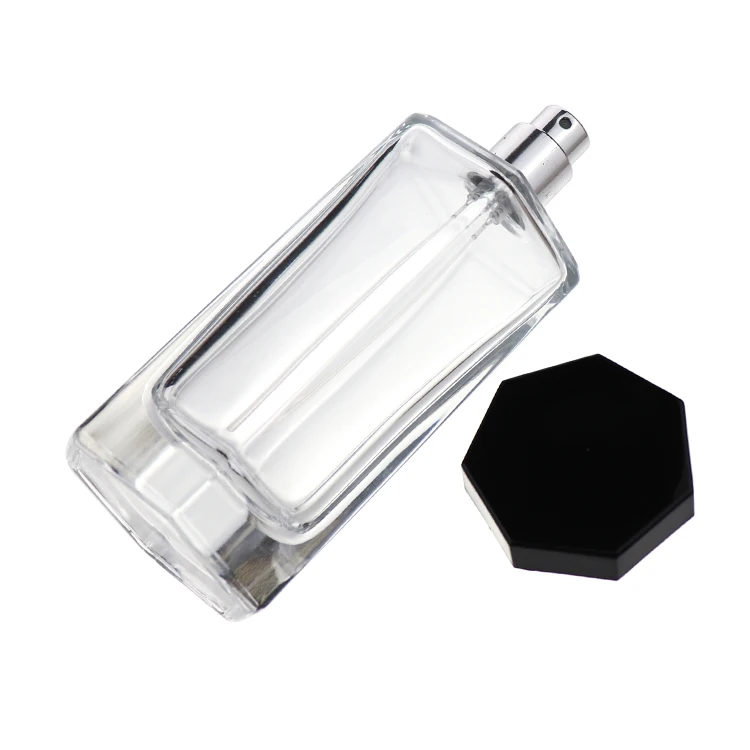 30 ml  50 ml  100 ml  Hexagon empty perfume bottle Design Recyclable Cosmetic Perfume Black Clear Glass Bottles For Skin Care