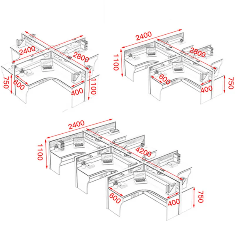 Wholesale Modern Design Single Person Office Computer Workstation Desks Table for Office Furniture Include Locker and Chair