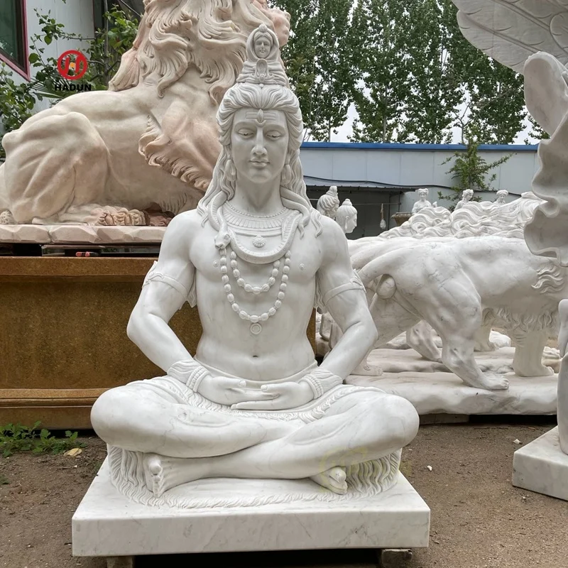 Excellent Classic Life Size Indian Gods Shiva Marble Statue Sculpture