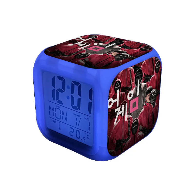 Yzora korean TV squid game colorful magic led square cube night light table digital alarm clock creative
