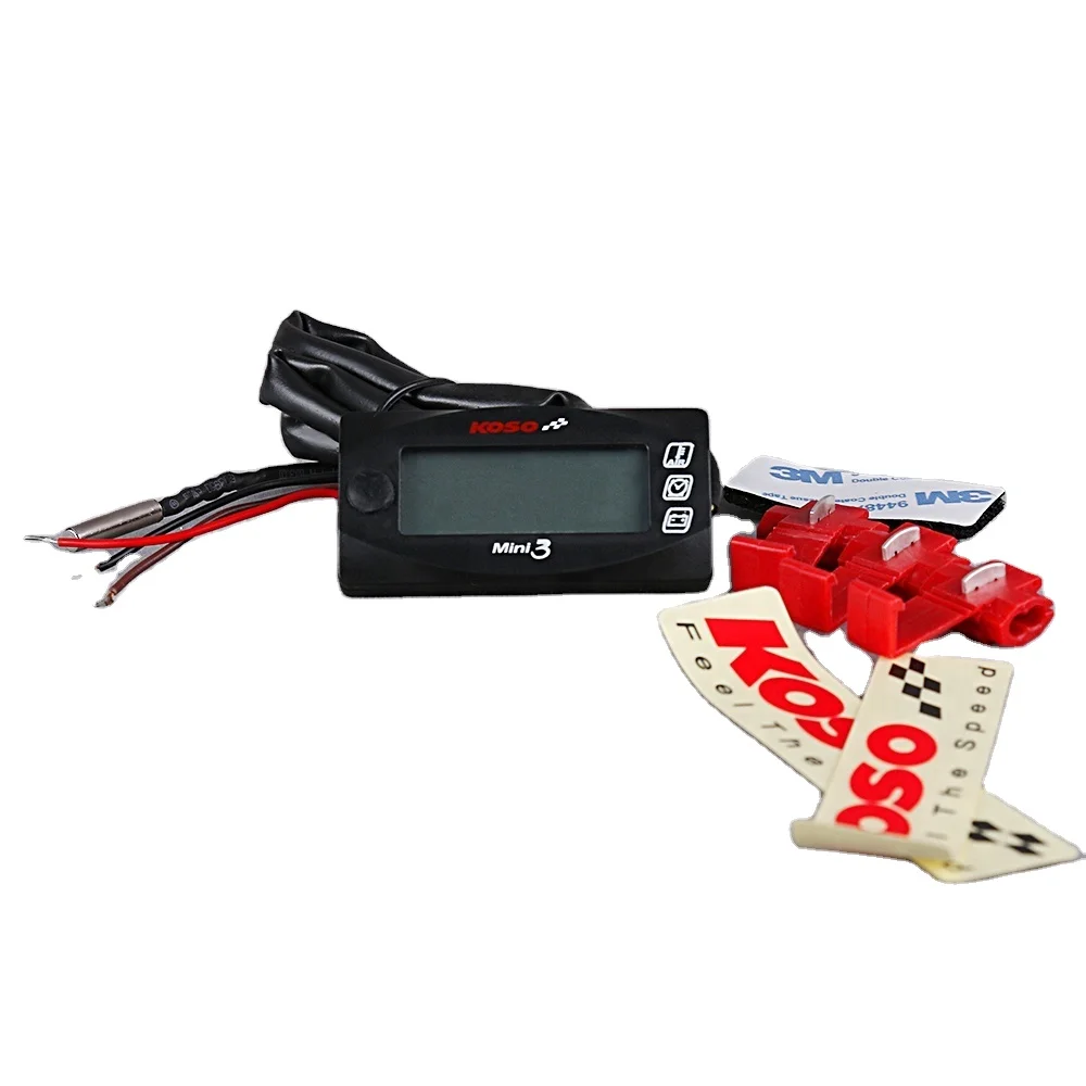 KOSO Mini Style Instruction LED Display Meter KOSO MINI 3 (Water Temp+Time+Volt Meter) for Racing and Scooter Bike