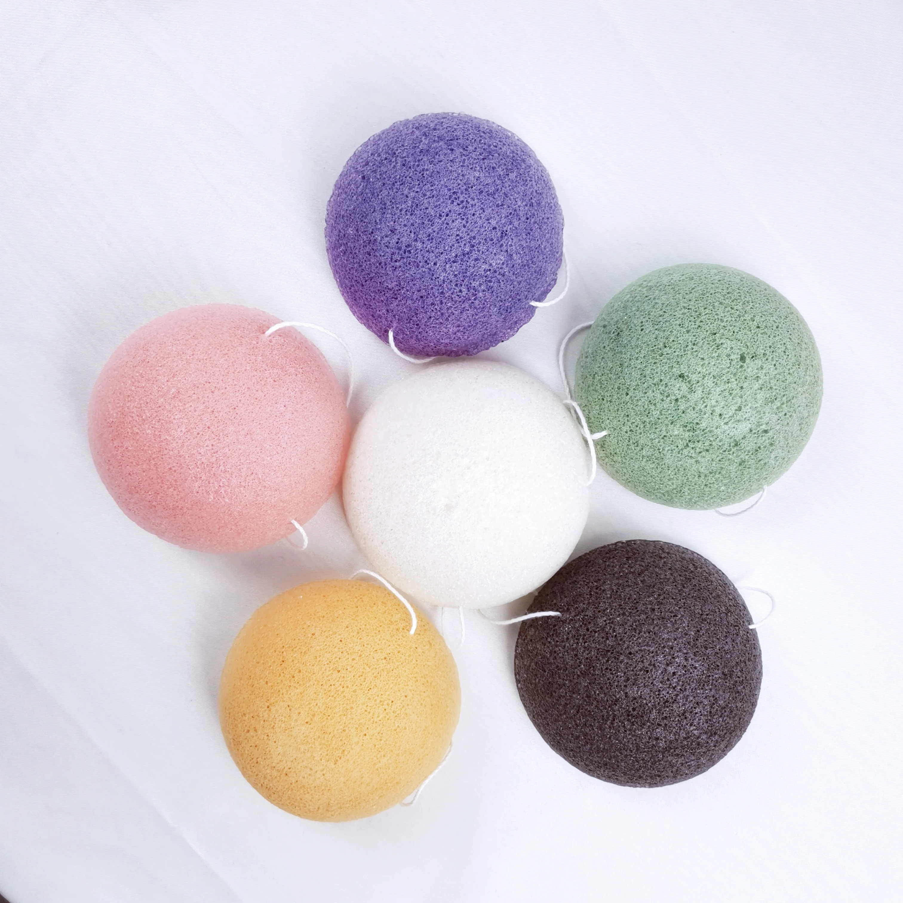  100% натуральная губка Konjac Набор круглой формы для ухода за кожей лица Органическая
