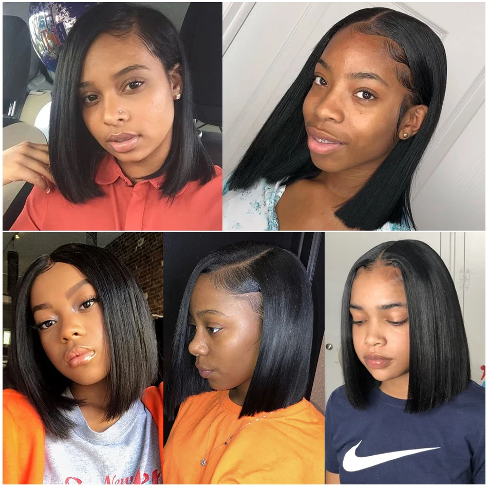 
2021 New Style Short BOB Wig Brazilian Virgin Human Hair Lace Front Wig,Silky Straight Lace Frontal BOB for Black Women 