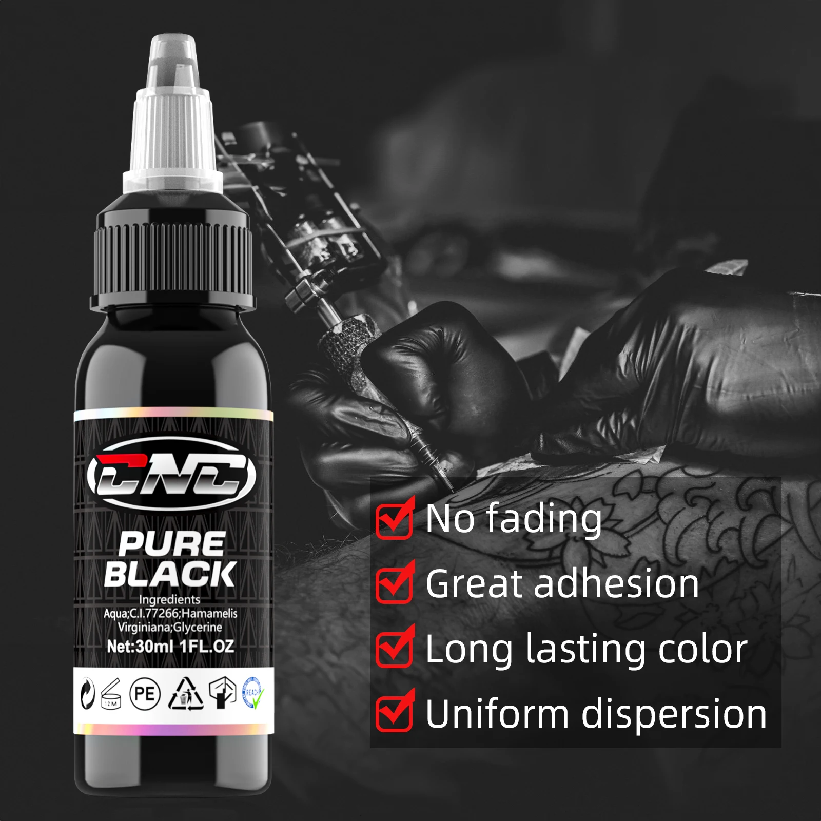 CNC Professional 30ML Pure Black Tattoo Ink Manufacturer Ink Tattoo Colors Pigment Ink