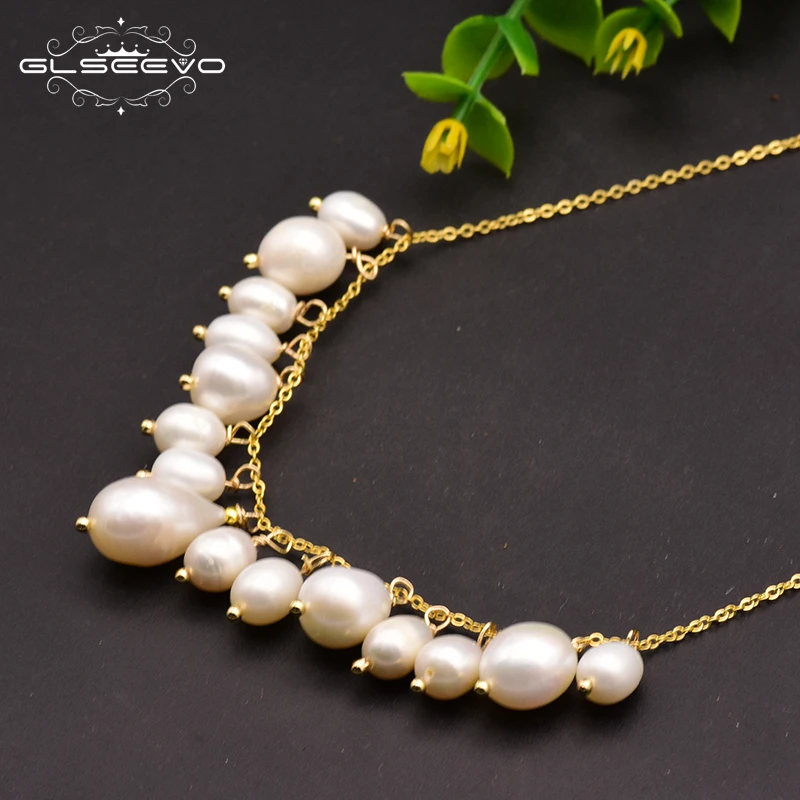 Natural Fresh Water Pearl Tassel Pendant Necklace For Women Wedding Party 925 Sterling Silver Jewelry