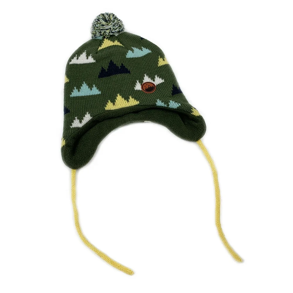 
High Quality Cute Kids Winter Hat Knitted Beanie With Earflap And Braids With Lining For Kids 
