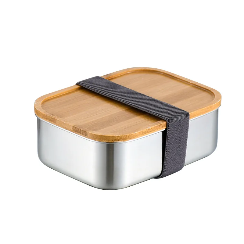 Portable Reusable Bamboo Lid Lunch Box 304 Stainless Steel 800ml