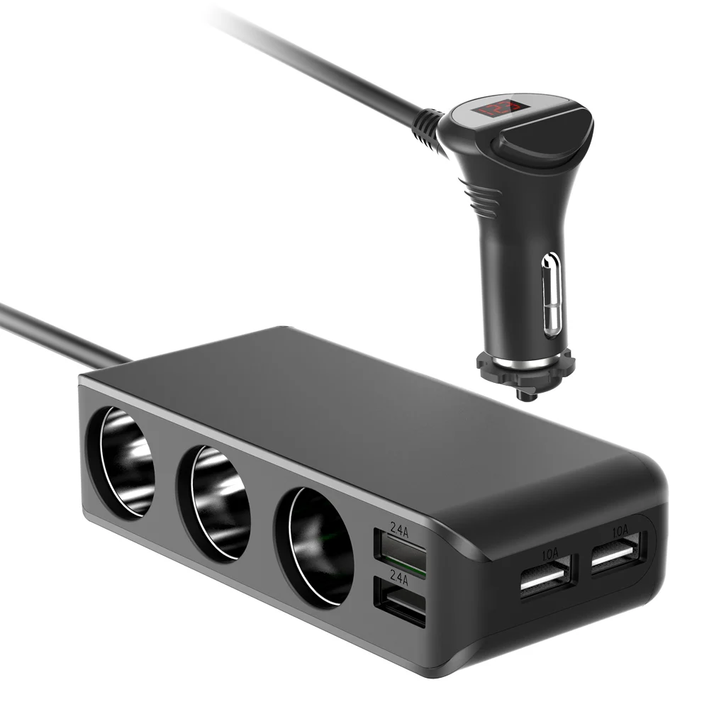 Gaoyi Best seller 4 USB Fast Car Charger Socket 3 Car cigarette lighter Splitter In Car Accessories