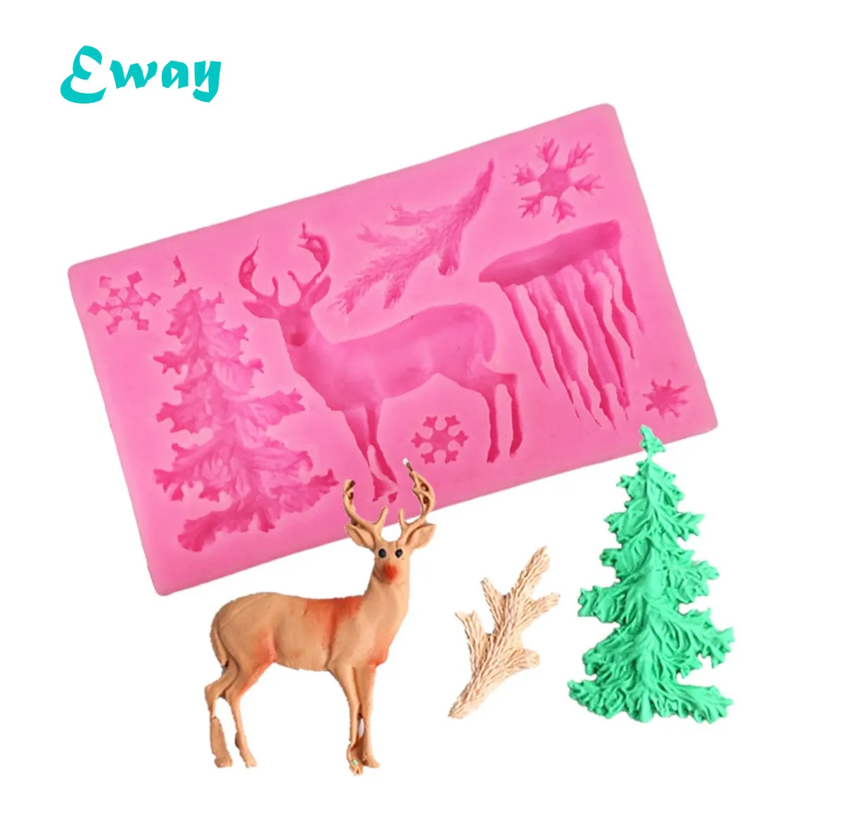 Christmas silicon mold elk deer Christmas tree snowflake cake chocolate liquid silicone mold