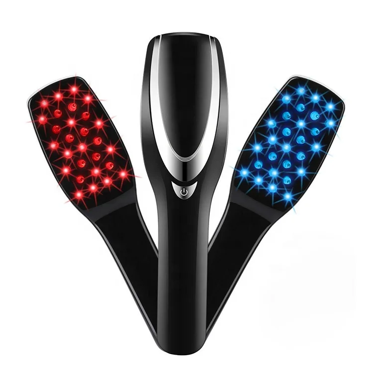 Anti Hair Loss Massage Therapy Infrared Red Blue Light Vibration Hair Massage Brush Electric Laser Hair Growth Comb