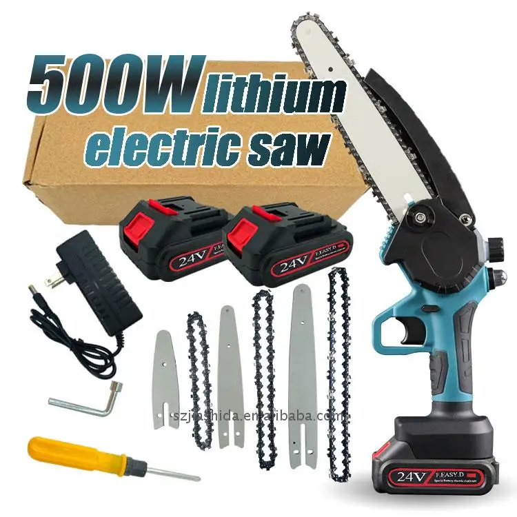Mini Chainsaw 6-Inch with 2 Battery Cordless power chain saws with Security Lock Handheld Small Chainsaw for Wood Cutting Tree
