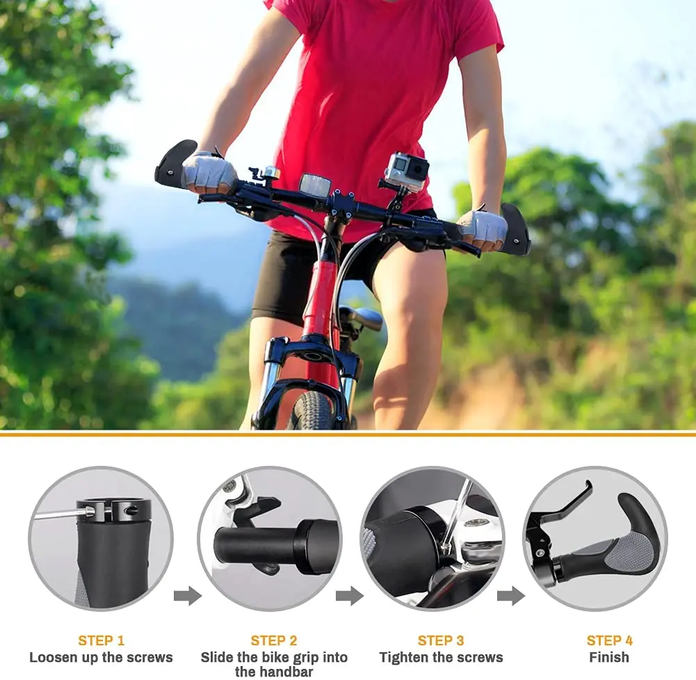  Bike Handlebar Grips For 22.2 Double Lock-on Handle Bar End Holding Locking Bicycle Grip Shock Resistance