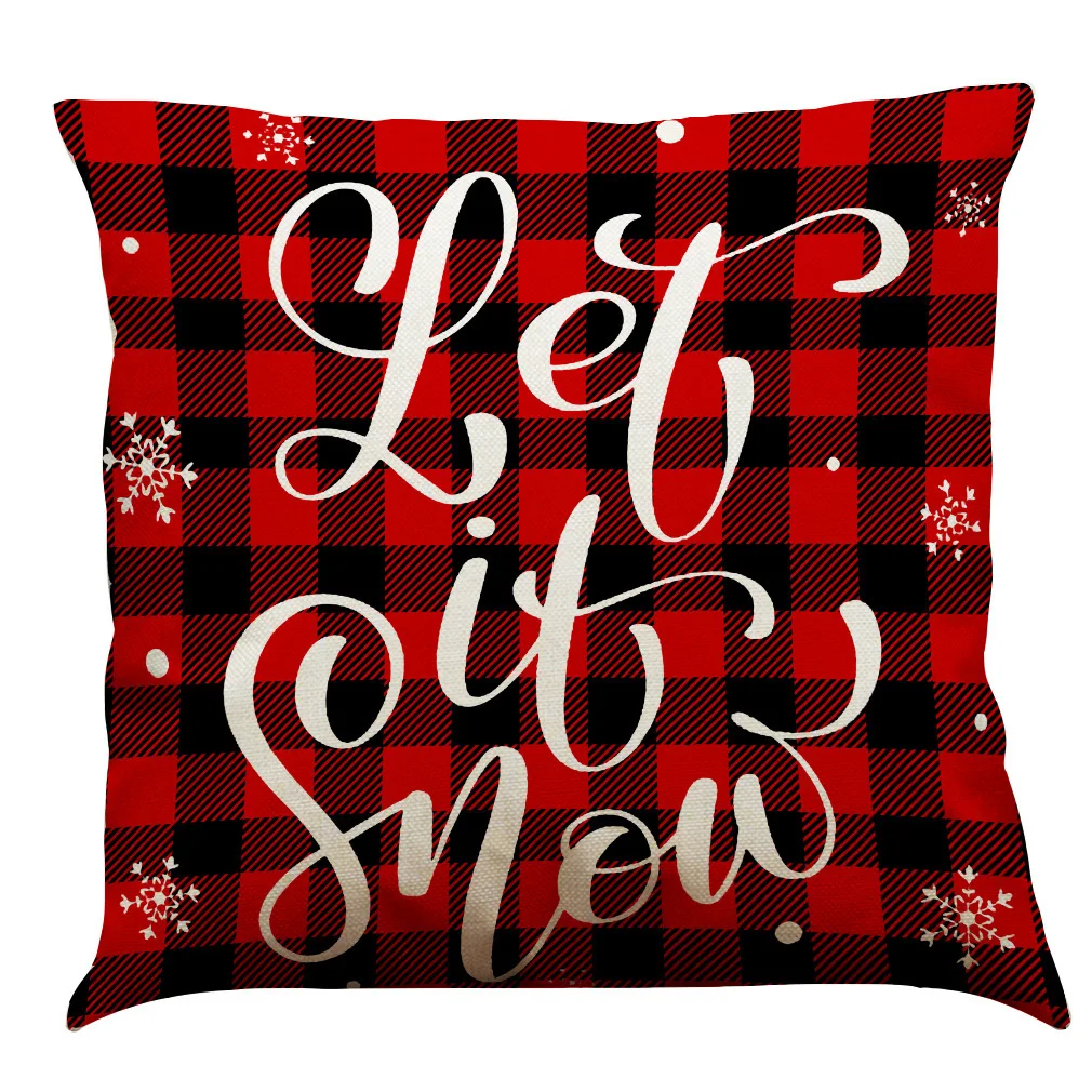 2024 Christmas Theme Cotton Linen Car Sofa Pillow Cushion Cover Cushion for House Decoration