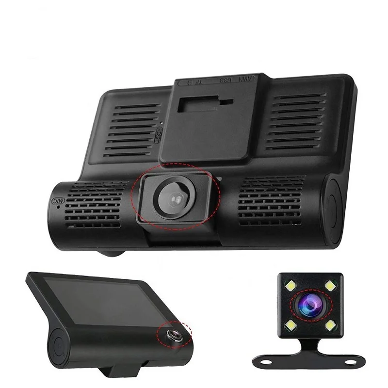 Car DVR 3 Cameras Lens 4.0 Inch Dash Camera Dual Lens support Rearview Camera Video Recorder Auto  Dvrs Dash Cam
