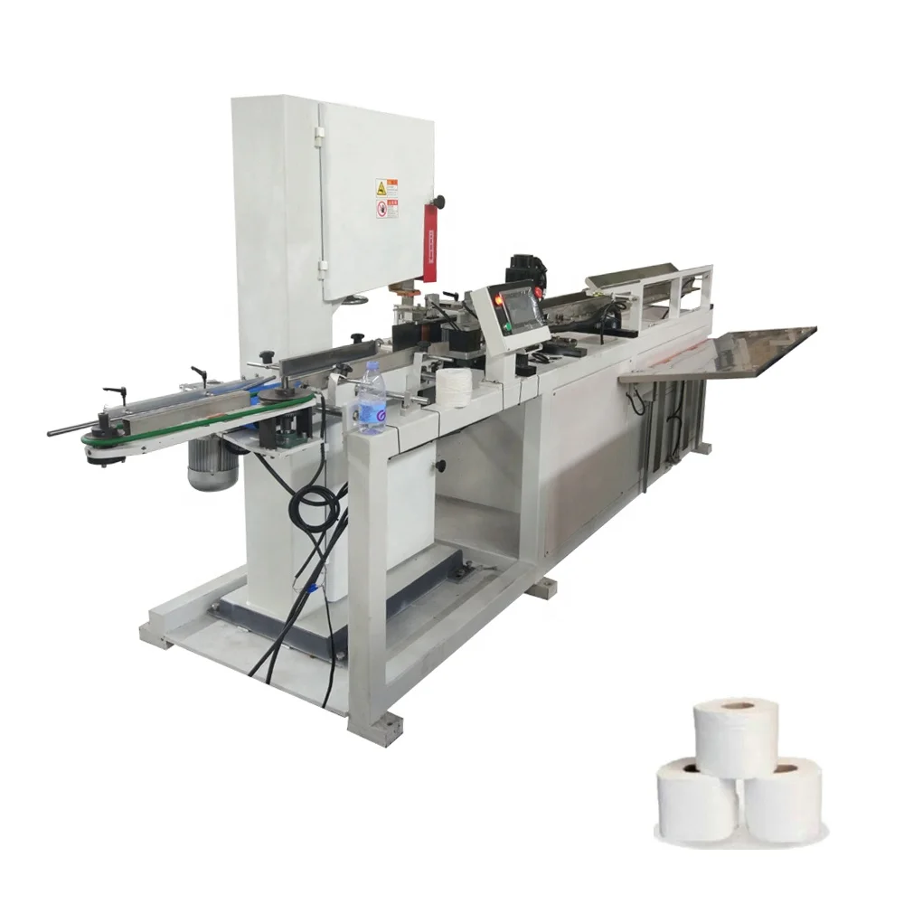 China factory direct sell auto cutter machinery toilet bathroom kitchen towel tissue paper roll band saw cutting machine