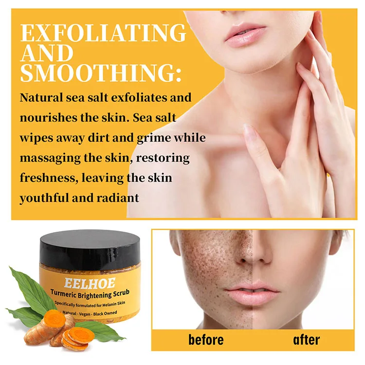 Organic Private Label Natural Bath Salts Brightening Face Scrub Exfoliating Deep Cleansing Turmeric Body Scrub For Spa