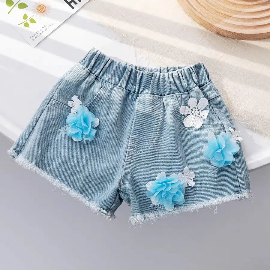 2023 New Fashion toddler girls short jeans summer solid short denim hot shorts for girls