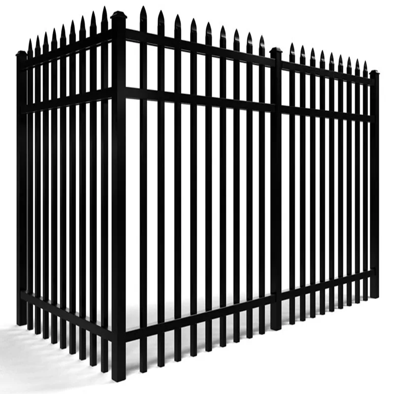 Eco Friendly Outdoor Steel Pipe Grating Security Spear Top Fence Grill Design Garden Border Fencing Steel Boundary Wall Fence